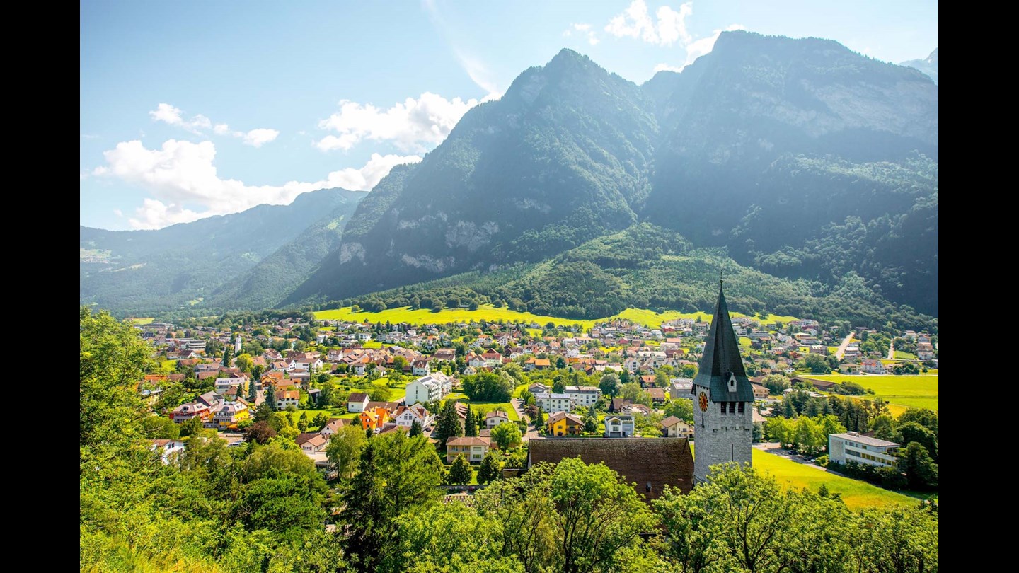 Big Mountains and houses in Liechtenstein